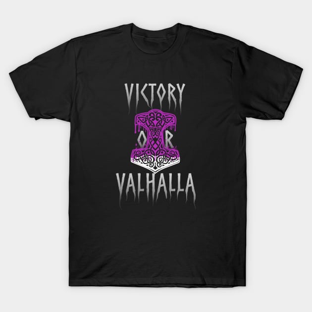 Victory or Valhalla Mjolnir Viking Norse Hammer of Thor Purple T-Shirt by vikki182@hotmail.co.uk